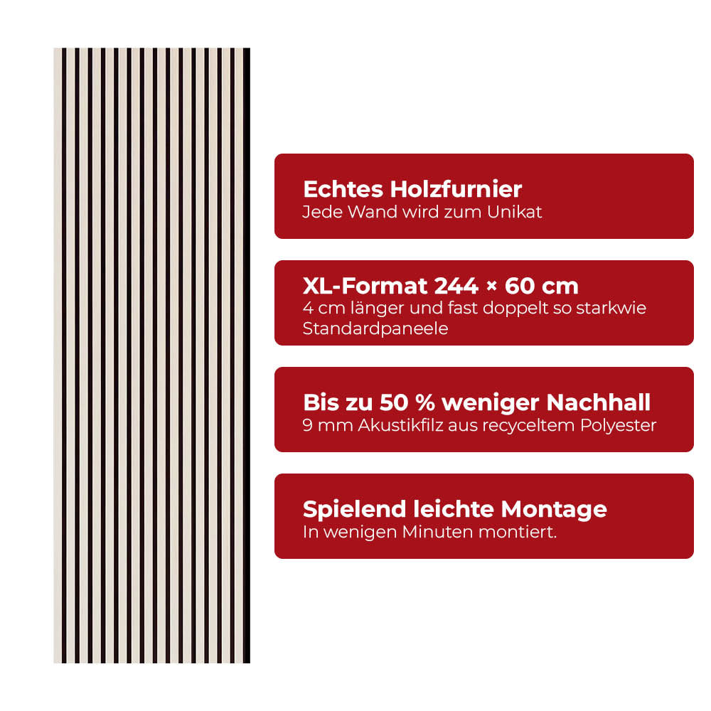 Akustikpaneel Premium Kiesel – Filz Beige 244 × 60 cm
