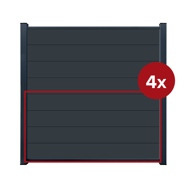 ModuLine Alu-Zaunprofil MARIO in Anthrazit (4er Set)