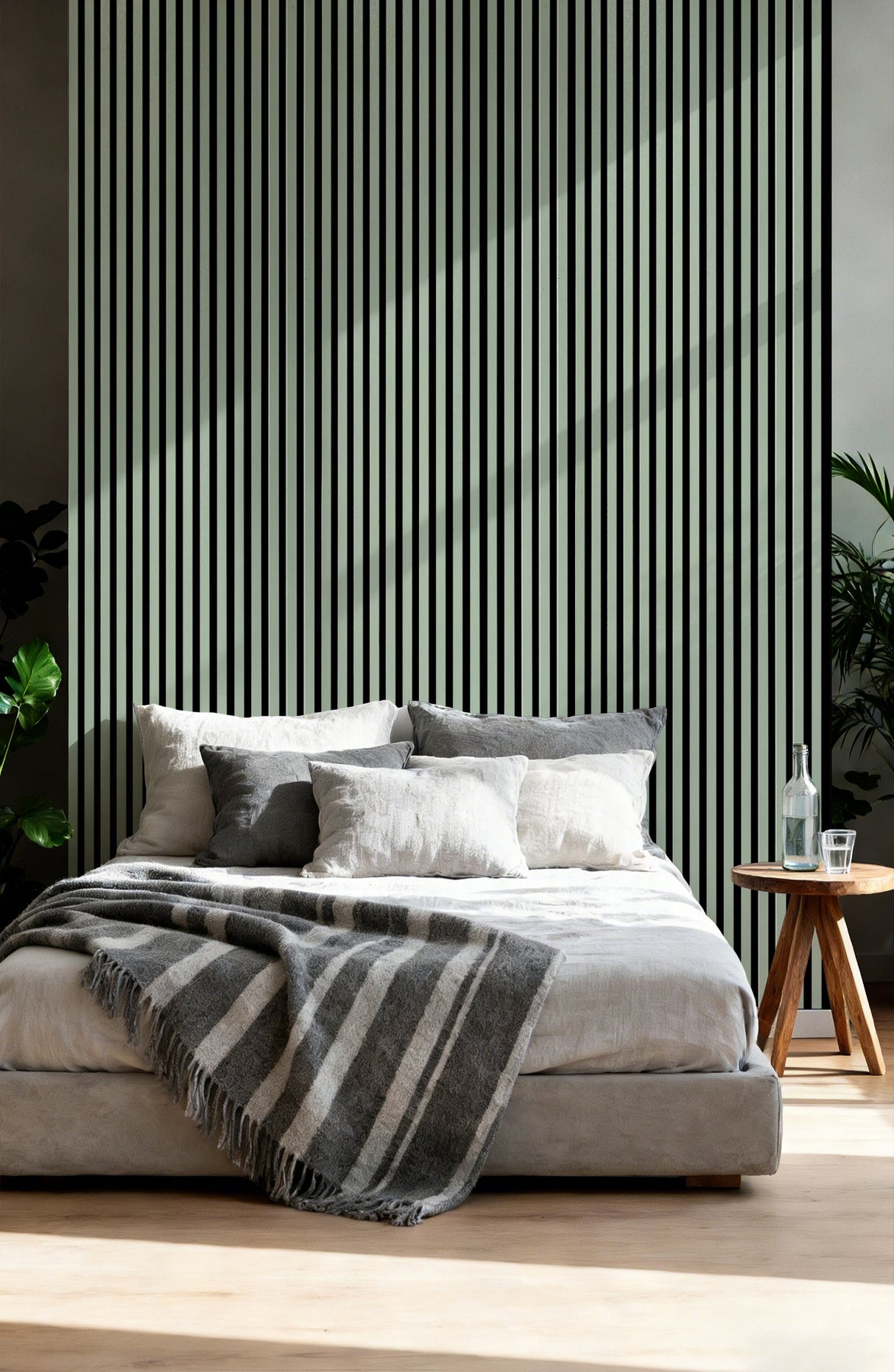 Akustikpaneel Premium Salbei – Filz Schwarz 244 × 60 cm