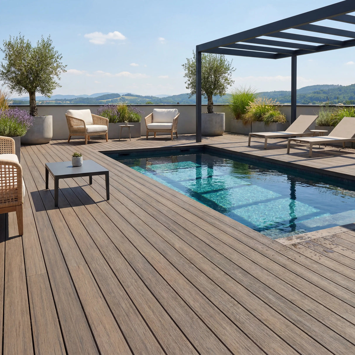WPC Terrassendiele Massiv Antik Natur