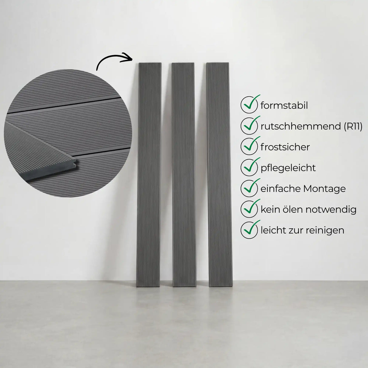 WPC Terrassendiele Massiv ECO Granit