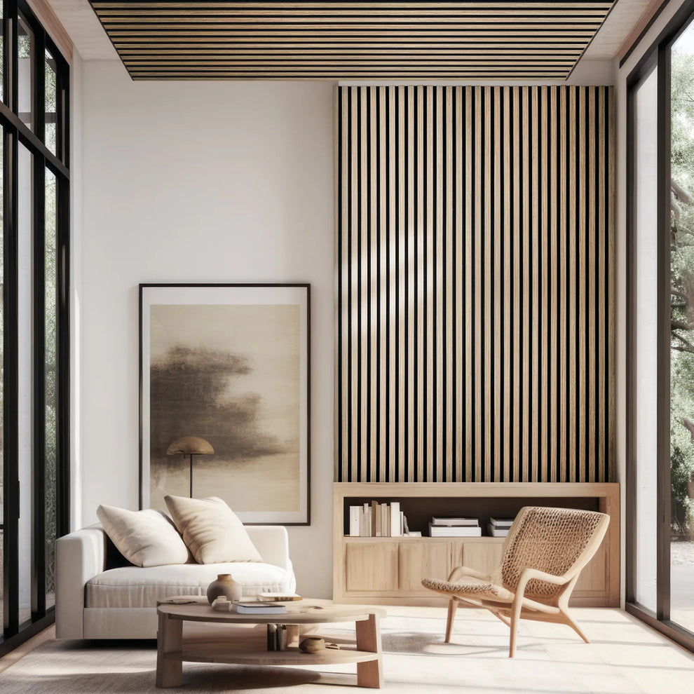 2er Set Wandverkleidung Akustikpaneel Eiche Natur 240x60cm