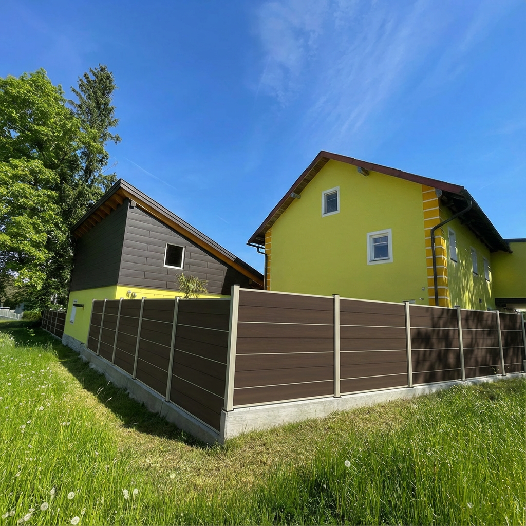 WPC Sichtschutzzaun ENZO Natur - Design Seidengrau