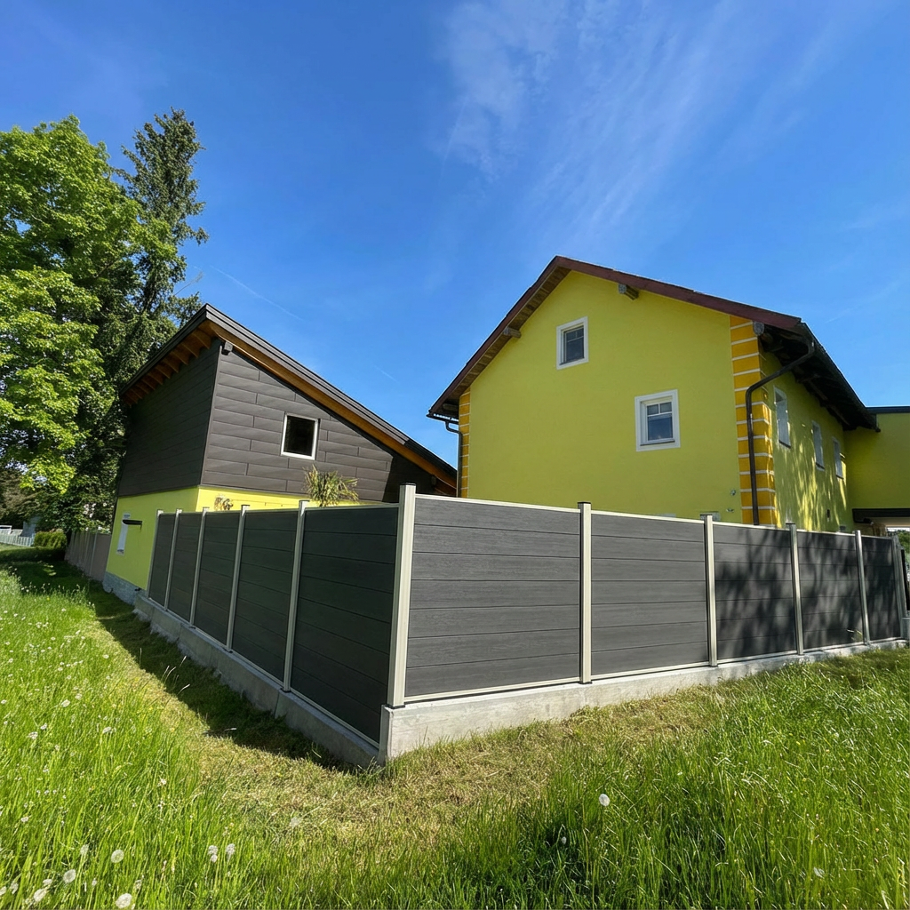 WPC Sichtschutzzaun ENZO Nero - Standard Seidengrau