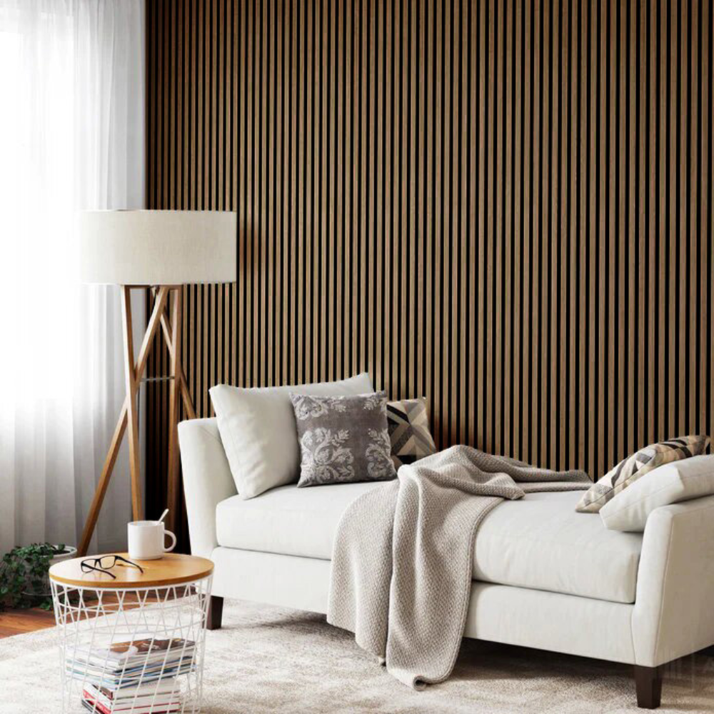 2er Set Wandverkleidung Akustikpaneel Comfort Walnuss 240x60cm