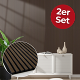 2er Set Wandverkleidung Akustikpaneel Comfort Walnuss 240x60cm