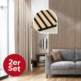 2er Set Wandverkleidung Akustikpaneel Eiche Natur 240x60cm