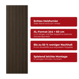 Akustikpaneel Premium Walnuss – Filz Schwarz 244 × 60 cm