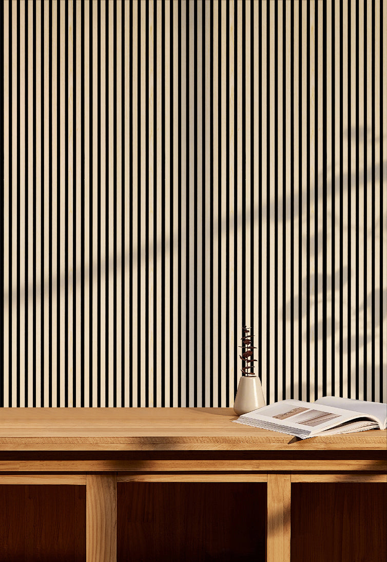 Akustikpaneel Premium Kiefer – Filz Schwarz 244 × 60 cm