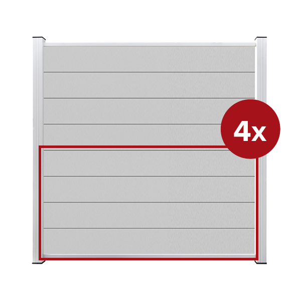 ModuLine Alu-Zaunprofil MARIO in Seidengrau (4er Set)