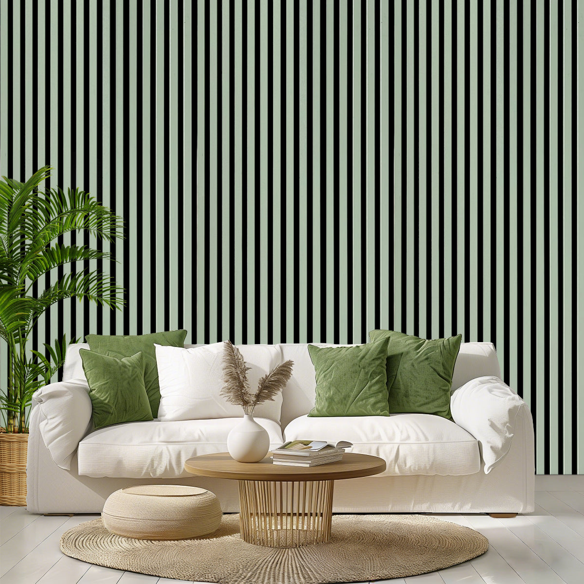 Akustikpaneel Premium Salbei – Filz Schwarz 244 × 60 cm