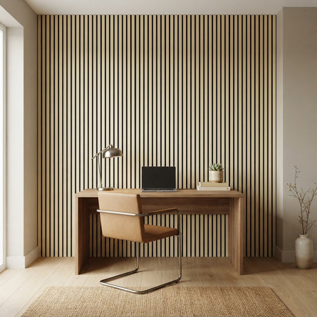 Akustikpaneel Premium Sand – Filz Schwarz 244 × 60 cm