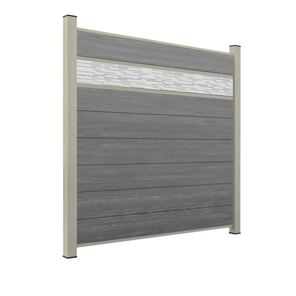 WPC Sichtschutzzaun ENZO Basalt - Style Seidengrau