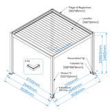 SkyShade Pro 3x3m Aluminium-Pergola mit LED & App-Steuerung – Anthrazit