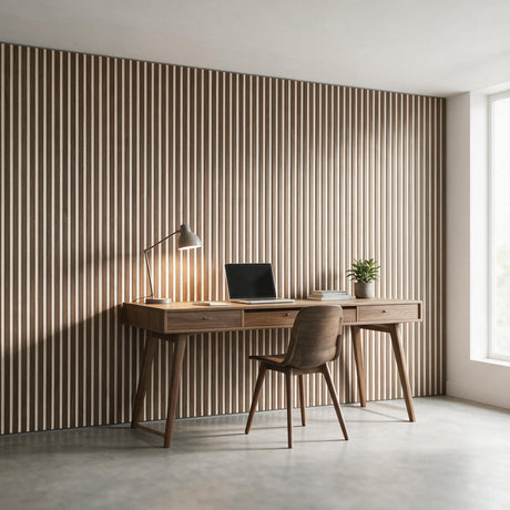 Akustikpaneel Premium Walnuss – Filz Beige 244 × 60 cm