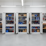 3er Set Stahlschrank XL Lichtgrau 1950 x 900 x 450 cm